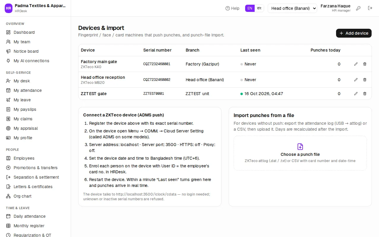Devices & import
