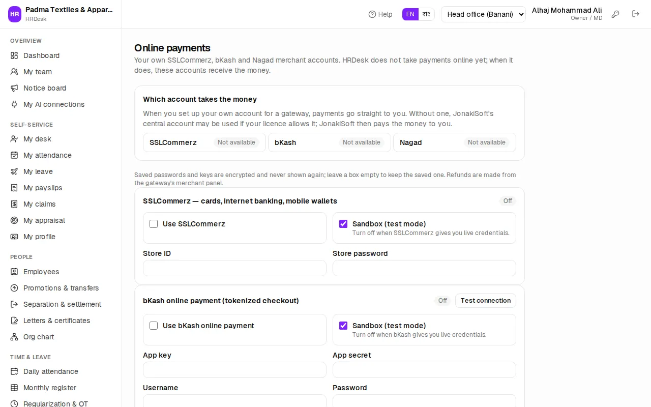 Online payments