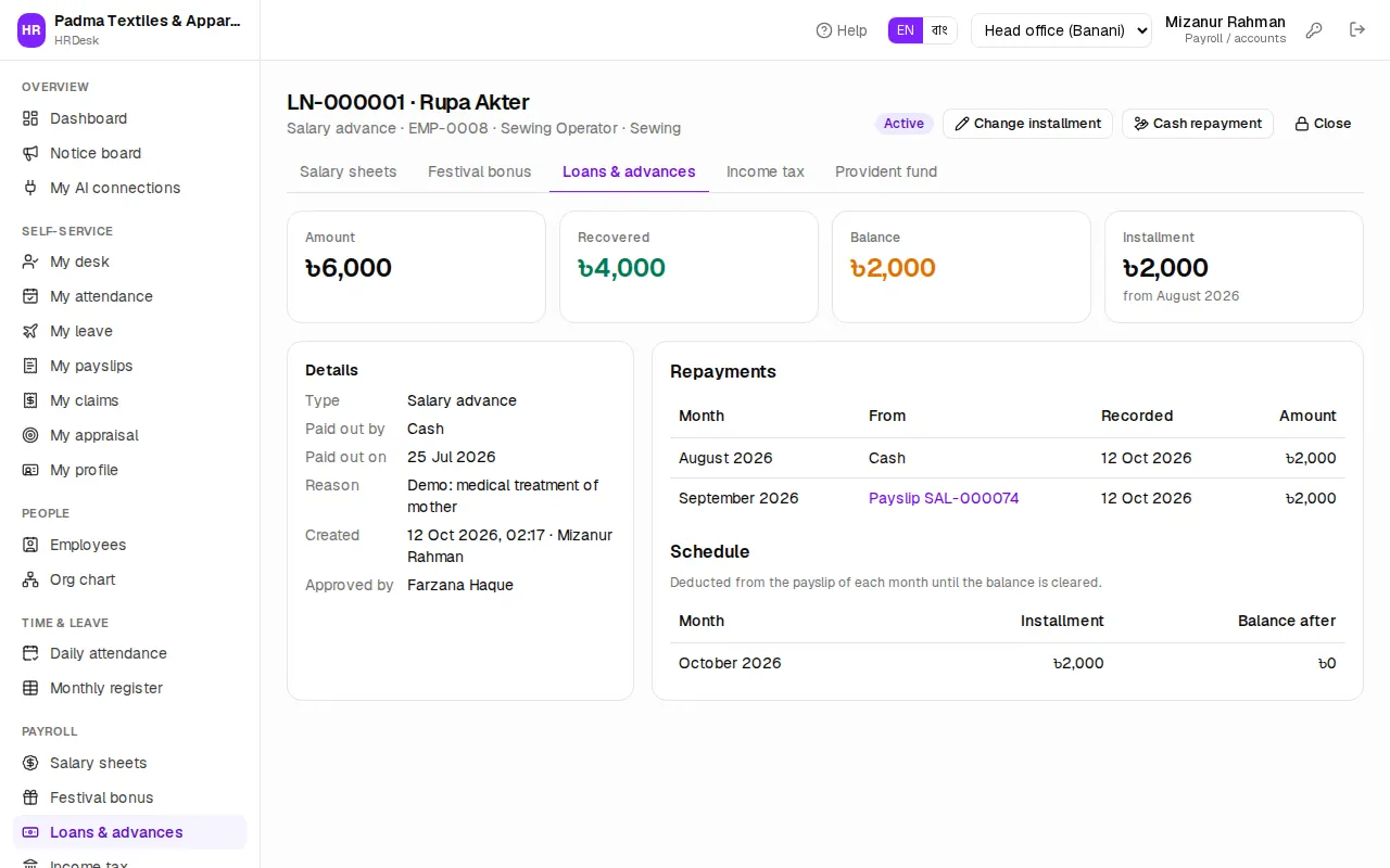 Loan details