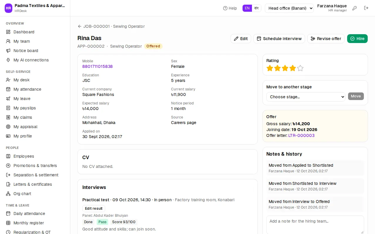 Candidate page