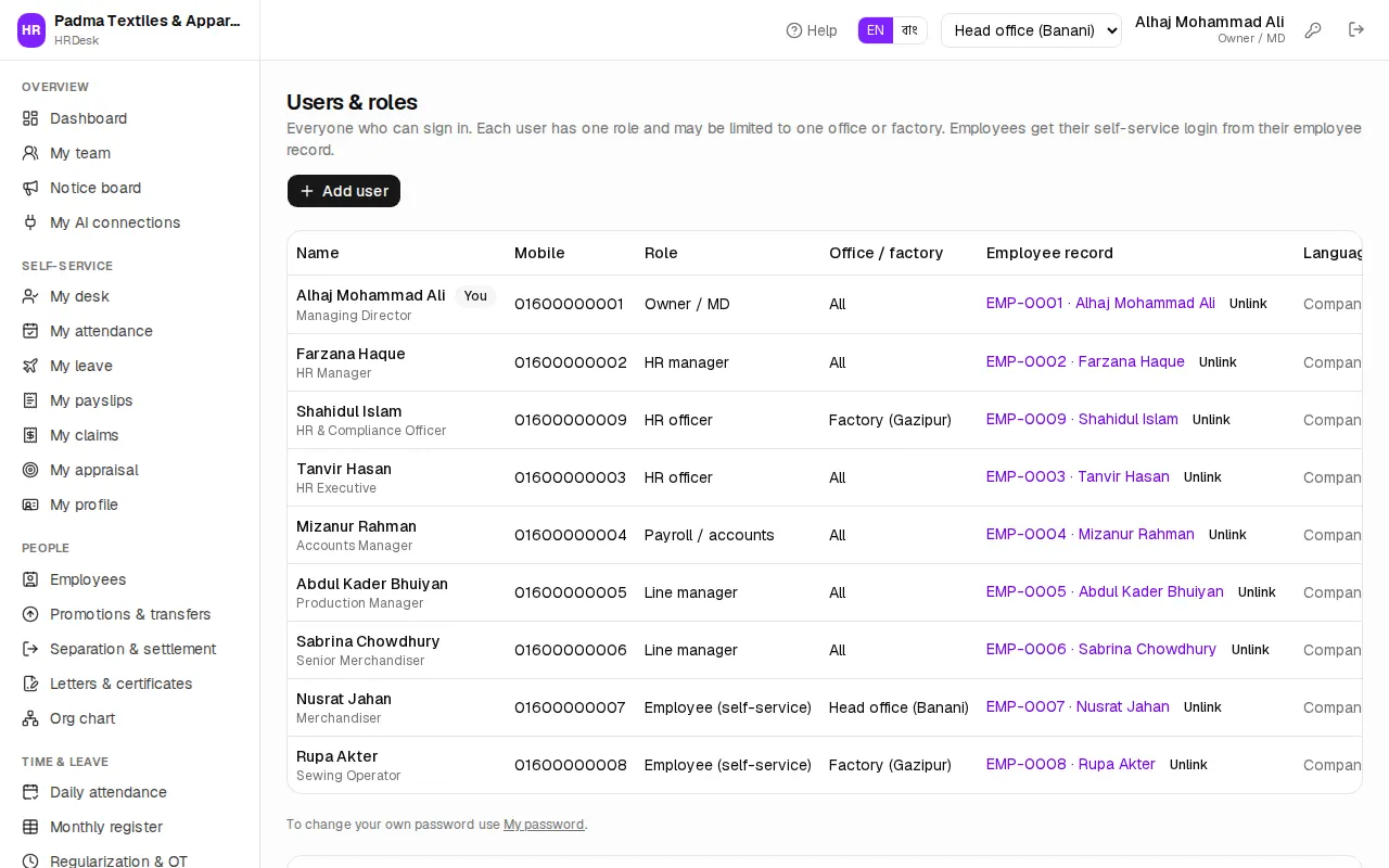 Users & roles