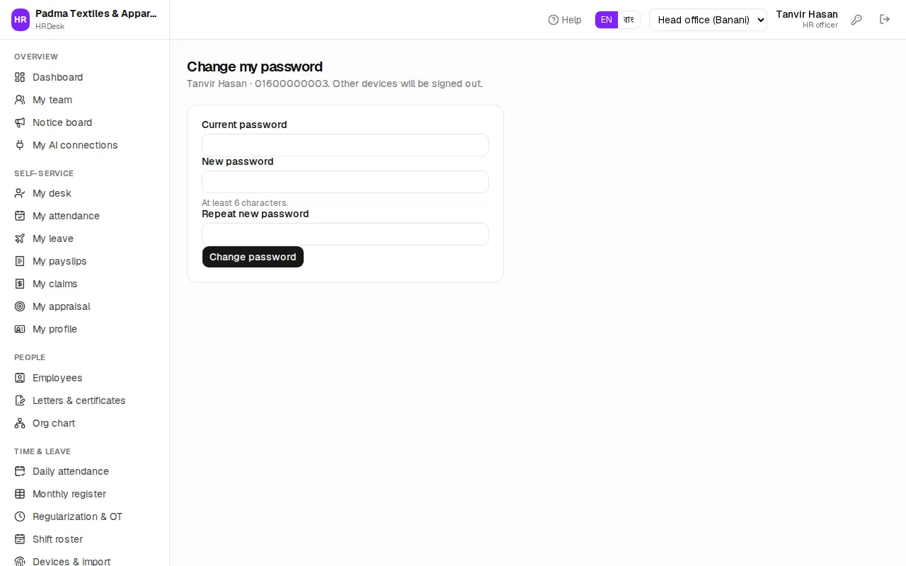 Change password